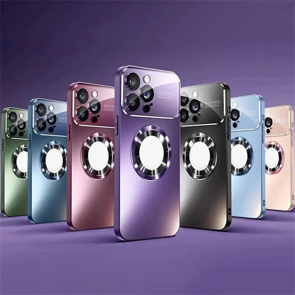 New Titanium Metallic Matte Case For iPhone 17 Air 16 15 14 13 12 11 18 Pro Max Plus For Magsafe Lens Camera Protection Cover