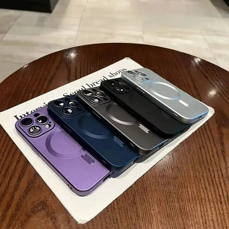 Magnetic Luxury Matte For Magsafe Wireless Charging Case For iPhone 16e 15 14 13 12 17 18 Pro Max Glass Lens Protection Cover
