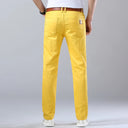 Spring Men's Slim Jeans Classic Style Straight Elasticity Cotton Denim Pants Male Brand Trousers Wine Red Black White