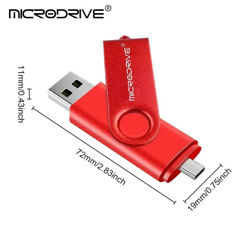 High Speed 128GB Two In One Type C USB Flash Drive