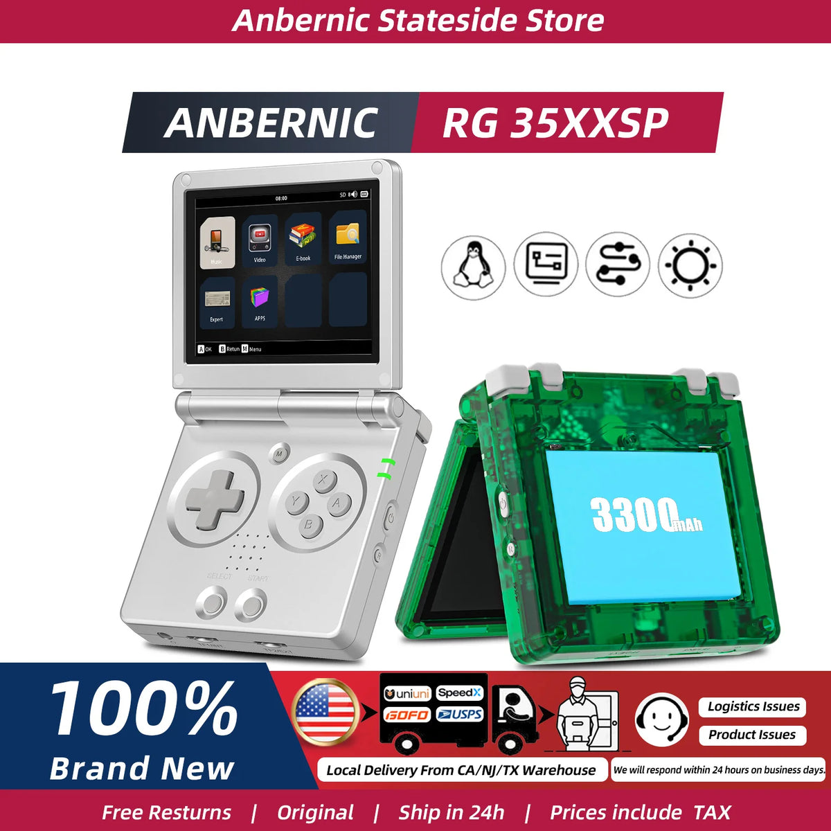 ANBERNIC FILP Inch IPS Screen Retro Game Console Built-in TF — product view 1
