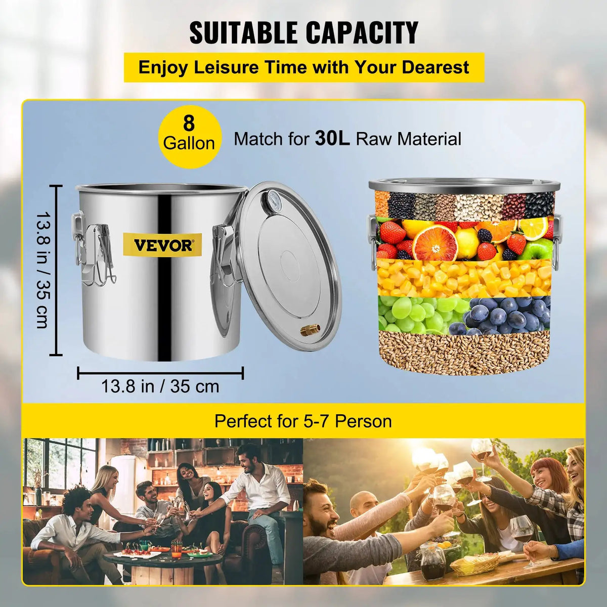 SucceBuy Gal Distiller Moonshine Alcohol Brew Water Wine — product view 3
