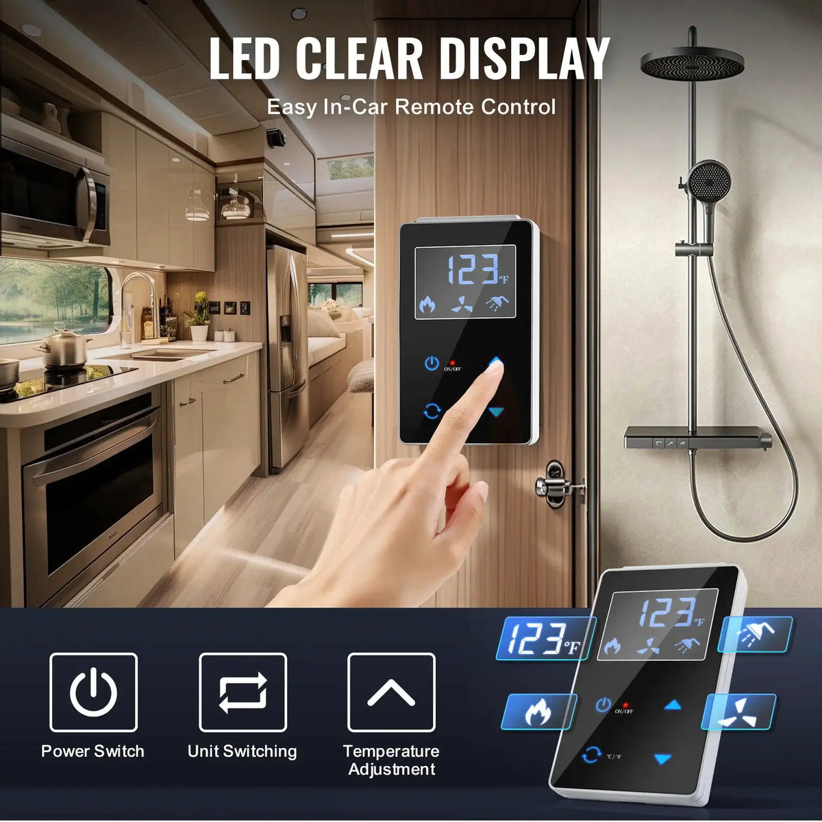 SucceBuy RV Tankless Water Heater for RV Showers — product view 3