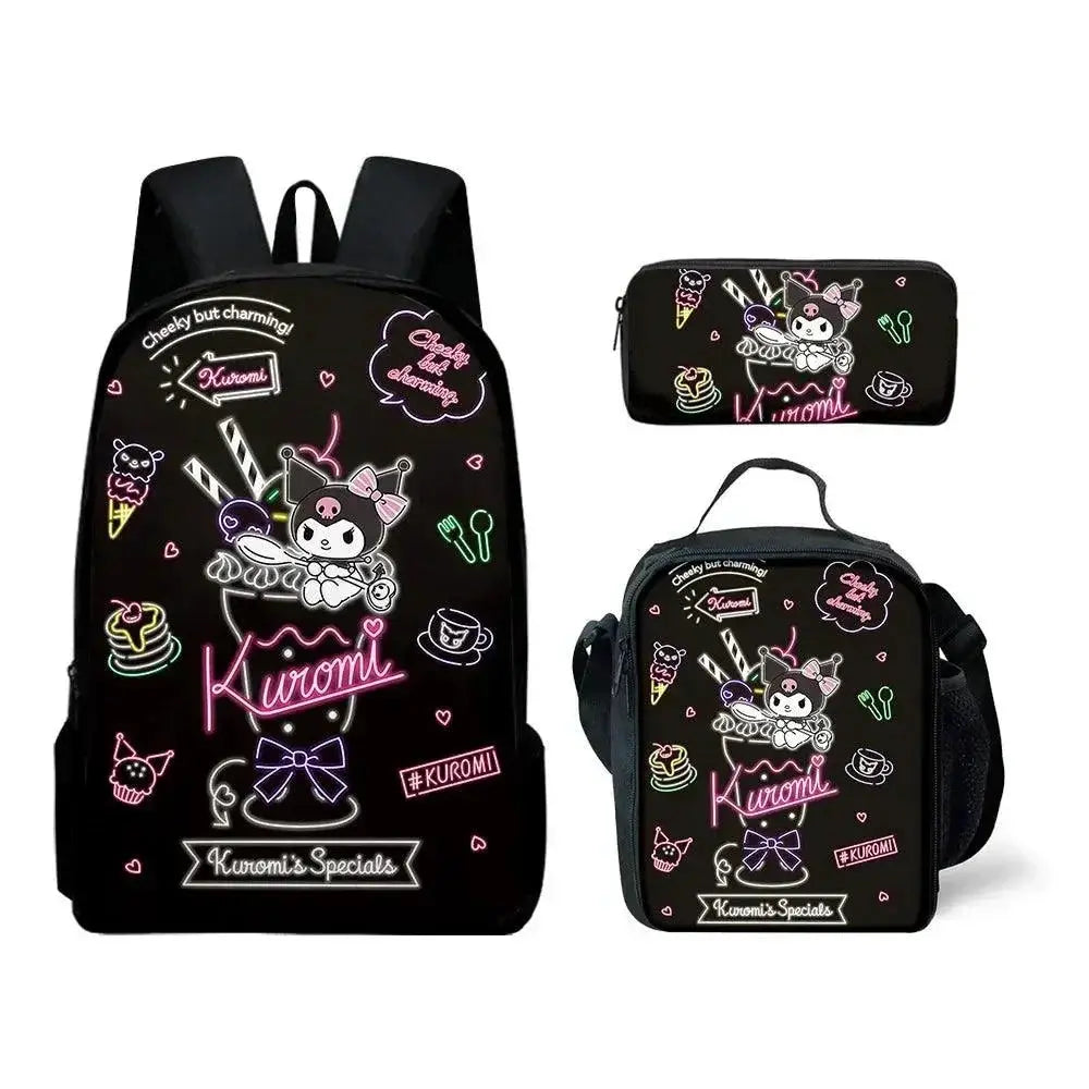 Sanrio Kuromi Backpack Pencil Bag School Bag Set for Kids