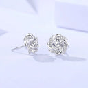 Flower Moissanite Stud Earrings in Sterling Silver
