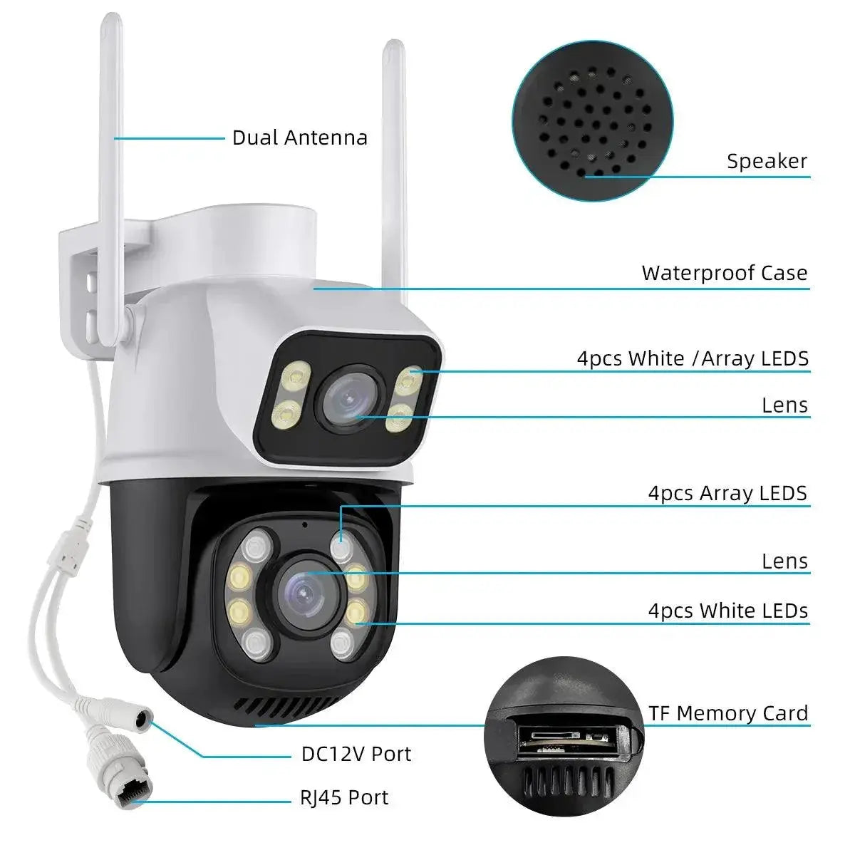 4K PTZ WiFi Security Camera With AI Detection Night Vision
