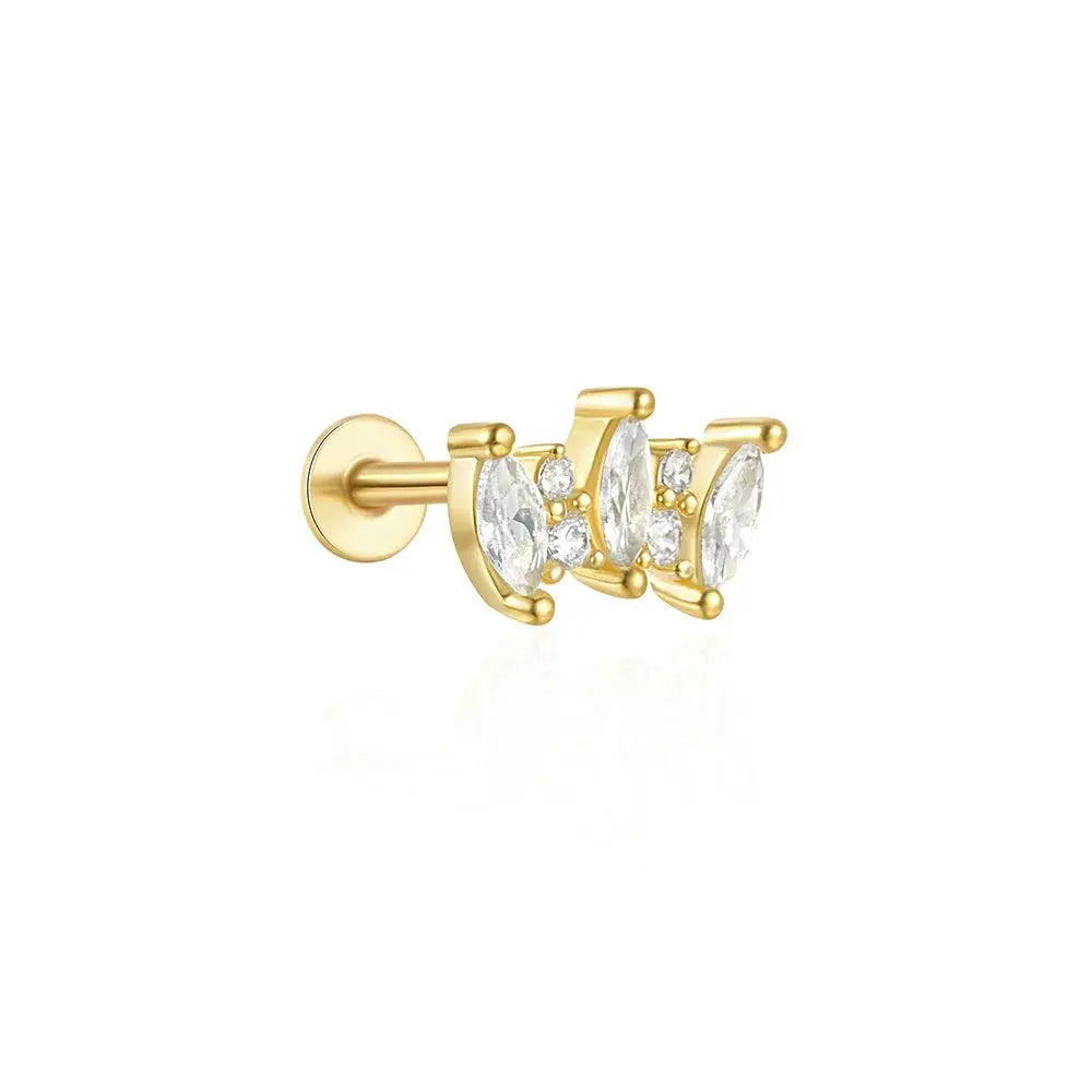 Flat Head Stud Earrings Women 925 Sterling Silver Jewelry