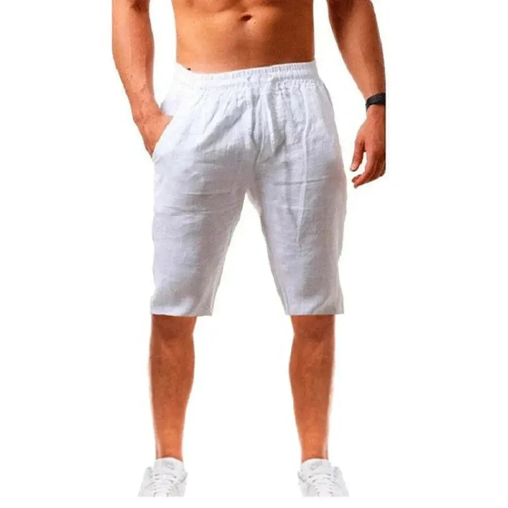 New Mens Cotton Linen Shorts Summer Breathable Trousers
