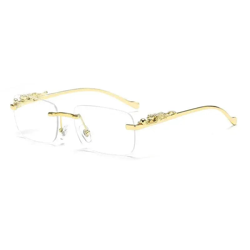 Rimless Vintage Leopard Head Sunglasses UV Protection