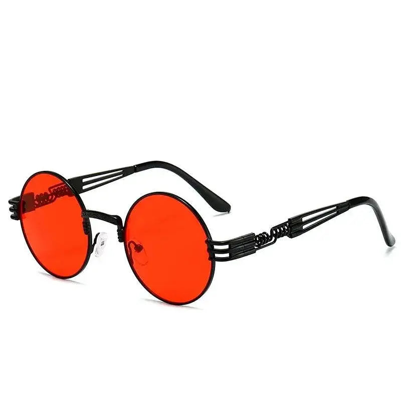 Unisex Gothic Red Steampunk Round Sunglasses UV400
