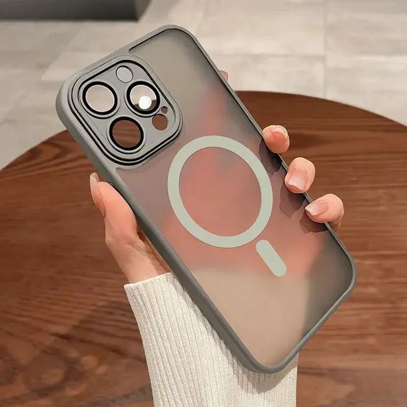 Magnetic Luxury Matte Translucent Armor Shockproof Case For iPhone 16 15 14 13 12 17 18Pro Max For Magsafe Wireless Charge Cover
