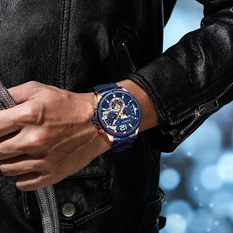 Stylish Stainless Steel Men's Watch Chronograph Timepiece
