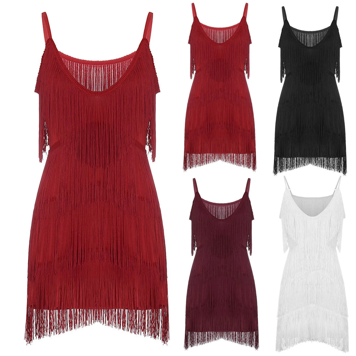 Fringe V Neck Mini Dress