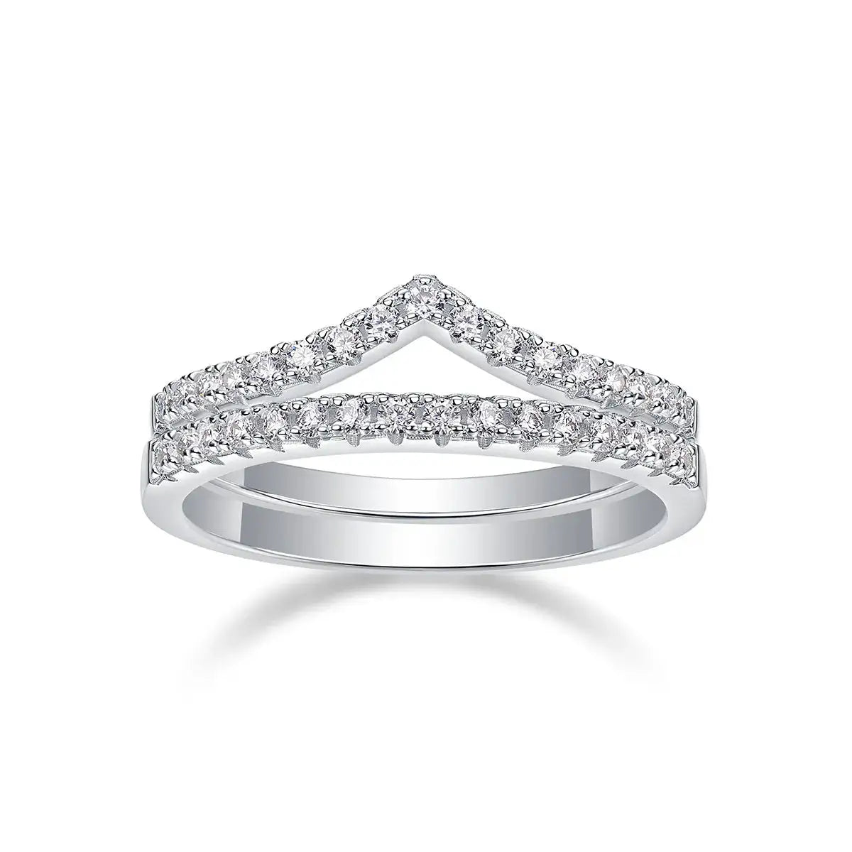 V Shape Moissanite Ring Sterling Silver — product image 6