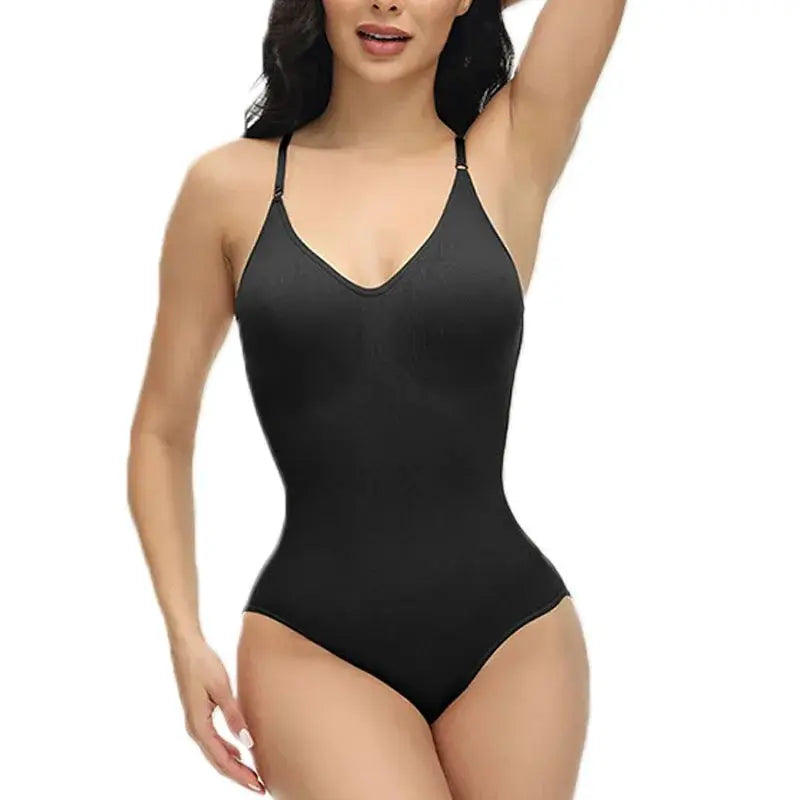 Guudia V Neck Spaghetti Strap Compression Bodysuit Slimming