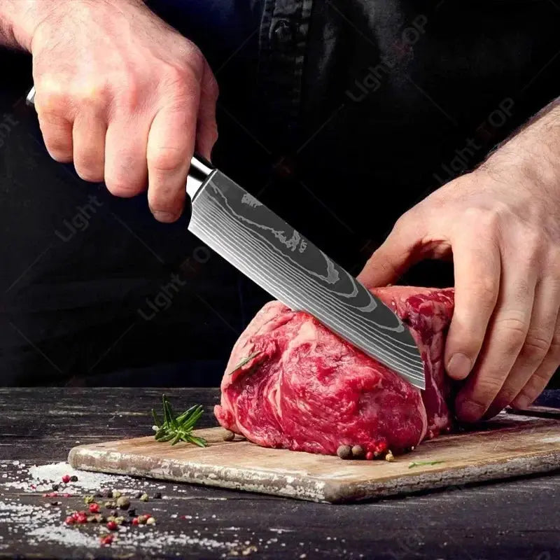 Laser Etched Stainless Steel Chef Cleaver Multi Purpose