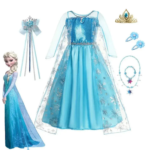 Snow Queen Elsa Princess Dress Enchanting Frozen Costume