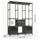 Freestanding Wardrobe Closet Dustproof Hanging Rods & Drawers