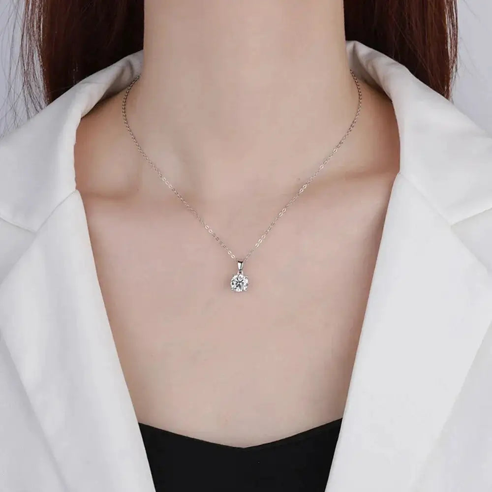 Moissanite Pendant Necklace in Sterling Silver Fashion — product view 4