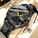 Poedagar Mens Leather Date Week Watch
