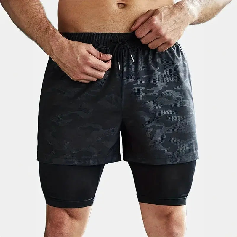 Men's Summer Camo Running Shorts Double Layer Active Wear