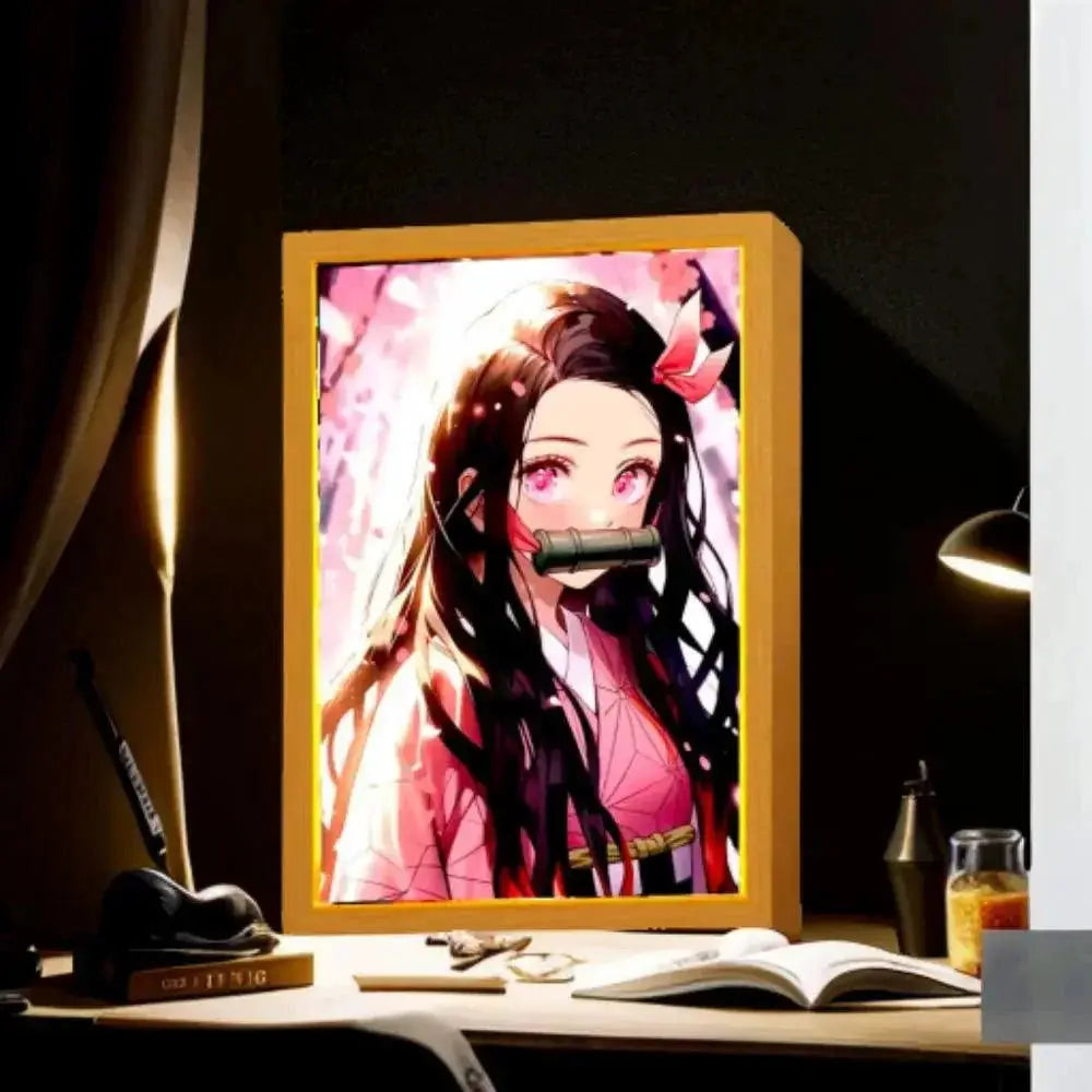 Nezuko LED Night Light Frame Demon Slayer Decor Gift Idea