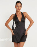 British Satin Halterneck Dress for Seductive Summer Style