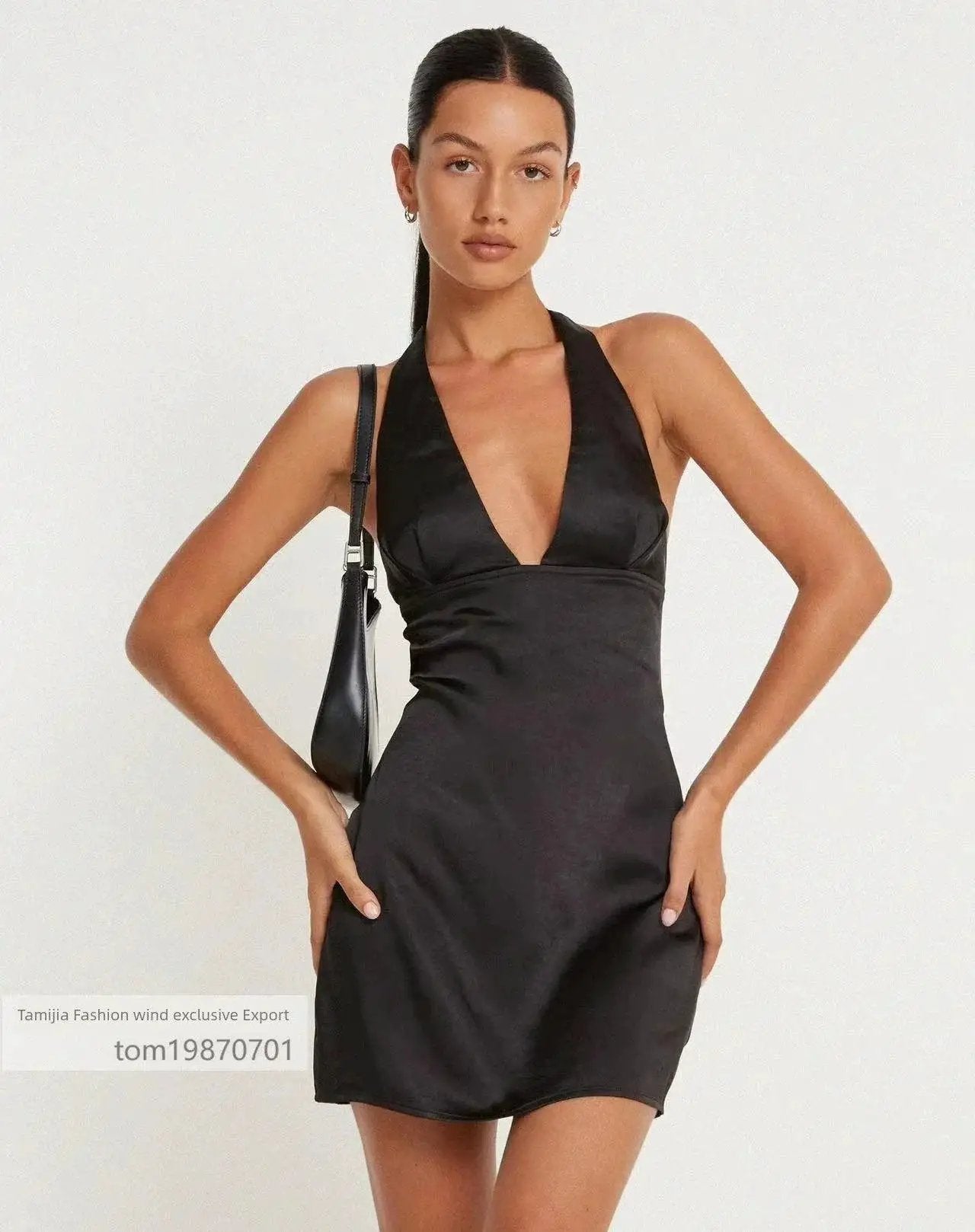 British Satin Halterneck Dress for Seductive Summer Style