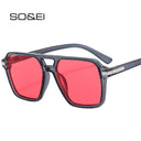 Unisex Vintage Double Bridge Square Sunglasses UV400 Fashion