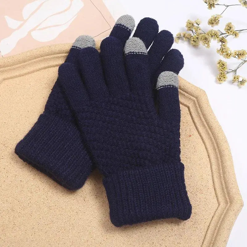 Womens Cashmere Knitted Winter Gloves With Touchscreen