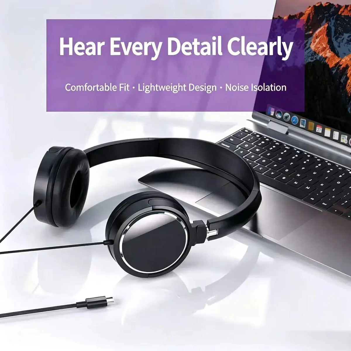 Headphones with Wired 3.5mm Interface High Quality Suitable for Both Male and Female Students Cute Student Headphones
