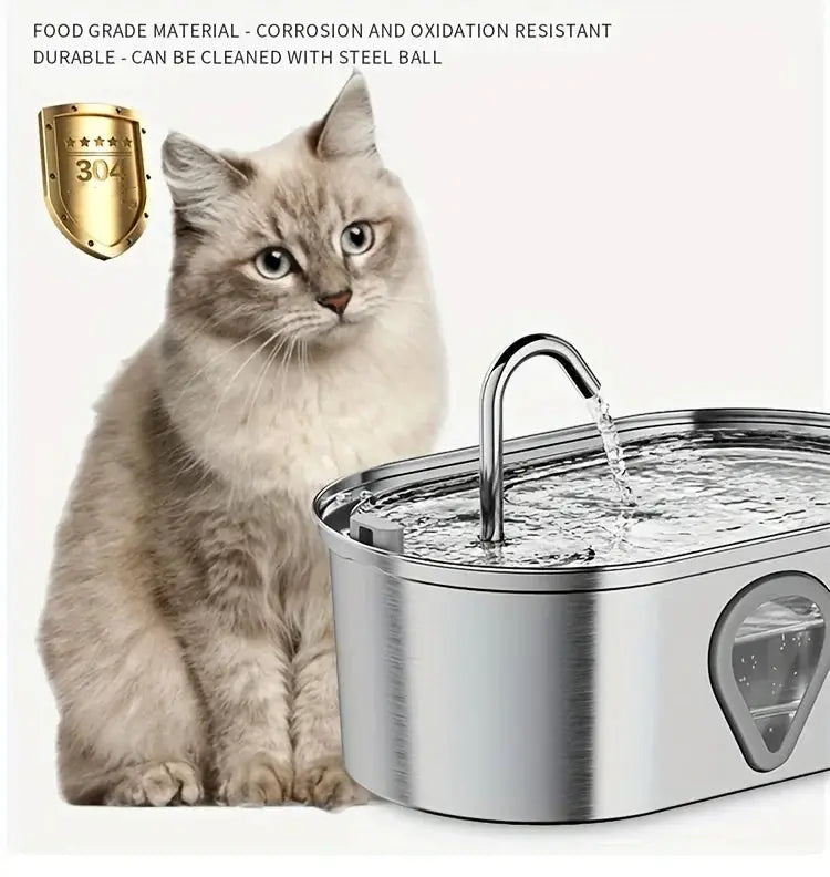 3.5L Pet Water Dispenser Automatic Steel Cat Fountain LED