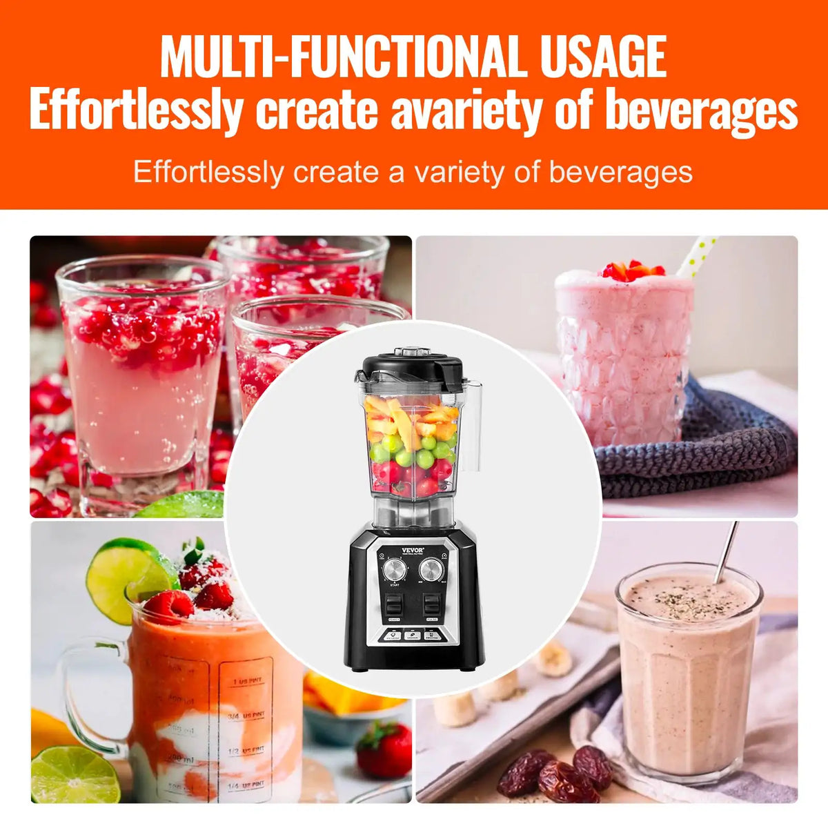 SucceBuy Smoothie Blender Professional Countertop Fruit Food — product view 2
