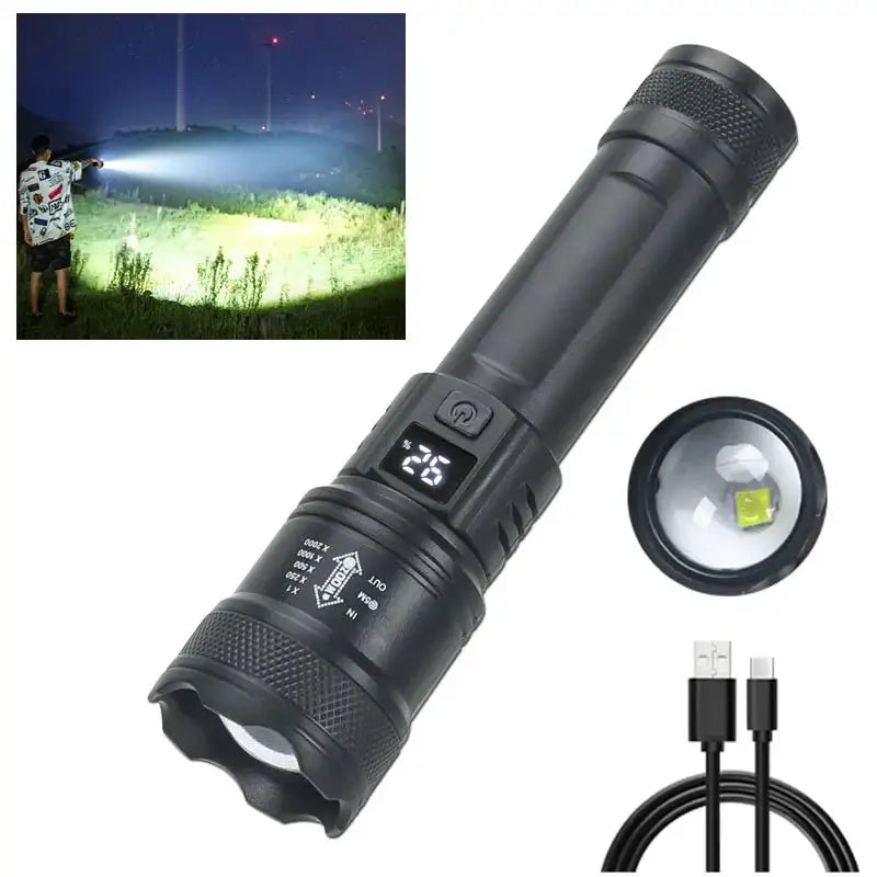 2000LM LED Tactical Flashlight High Power Outdoor Torch