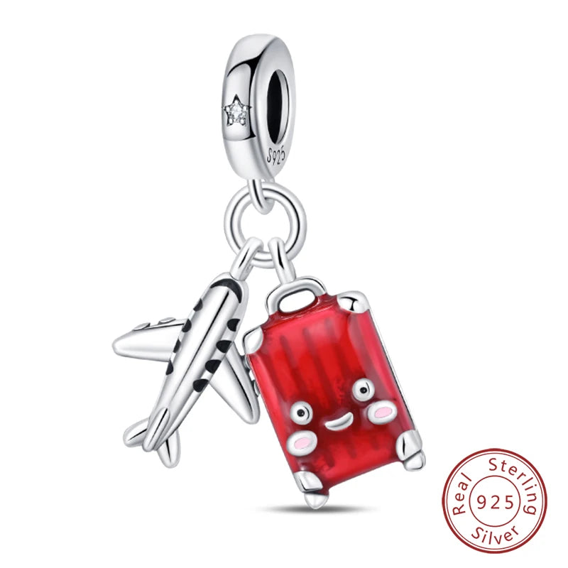 Sterling Silver Colorful Travel Luggage