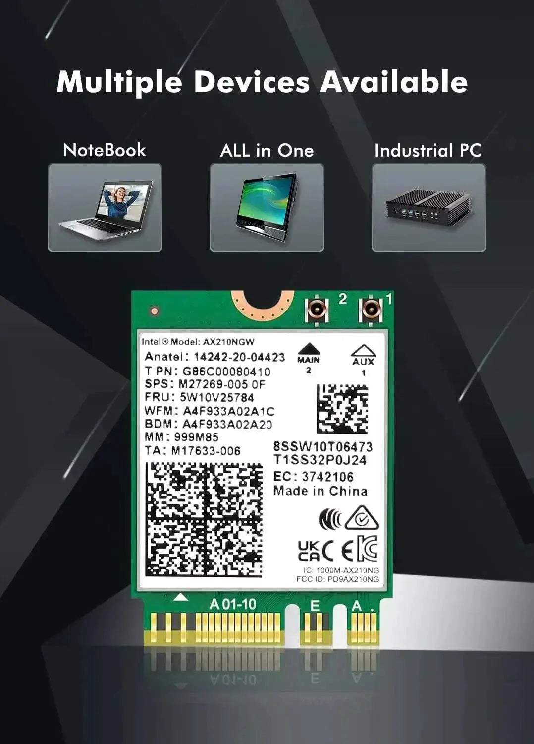Dual Band WiFi AX Wireless Card AX210 2400 Mbps Boost