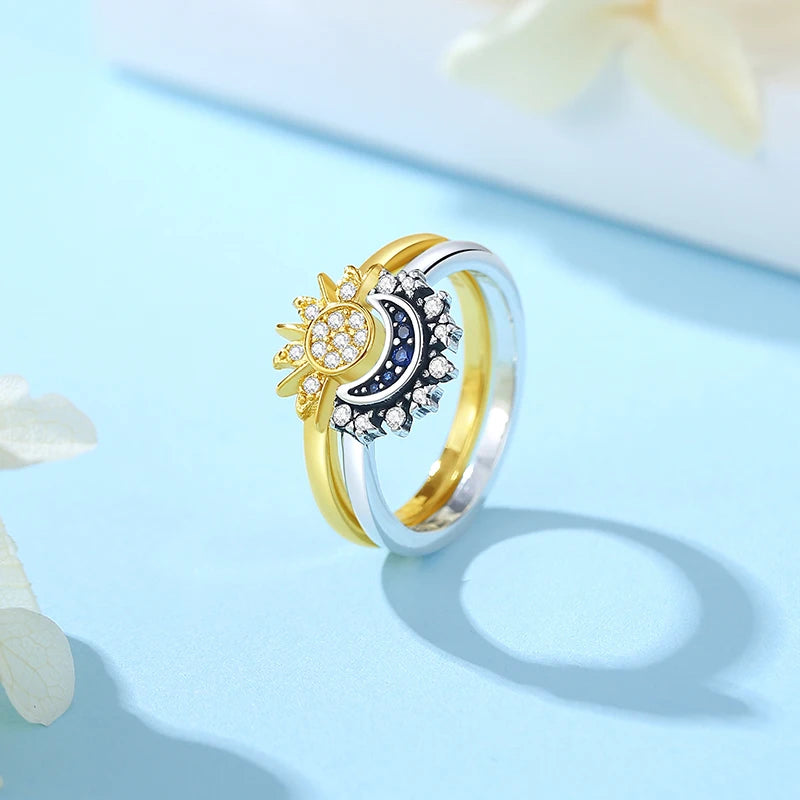 Sterling Silver Ring Sun Moon