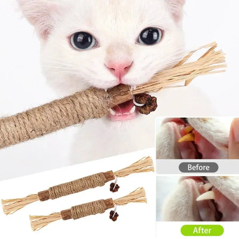 Cat Chew Stick Toy Natural Dental Health Hemp Rope Freshener