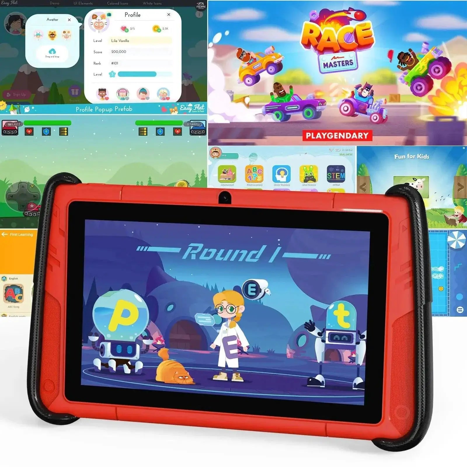 Kids 7 Inch Tablet Android 12 With Case For Learning