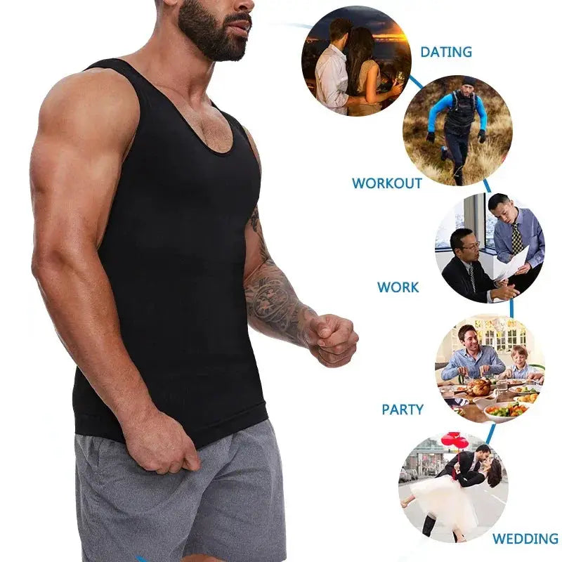 Mens Slimming Compression Vest Tummy Control Body Shaper