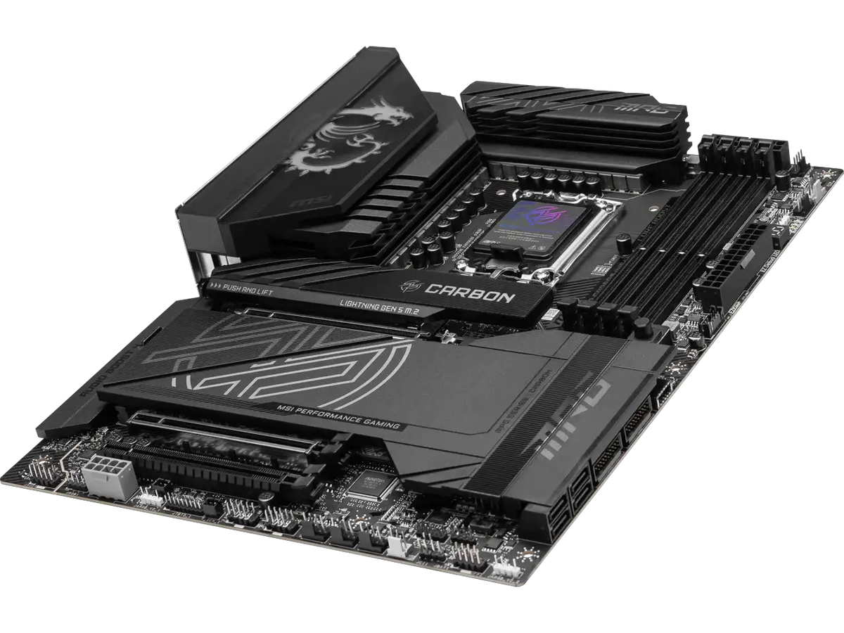 MSI MPG Z890 CARBON WIFI Motherboard, ATX - Supports Intel Core Ultra Processors (Series 2), LGA 1851 - 110A SPS VRM, DDR5 Memory Boost 9200+ MT/s (OC), PCIe 5.0 x16 & 4.0 x16, M.2 Gen5, Wi-Fi 7, 5G L