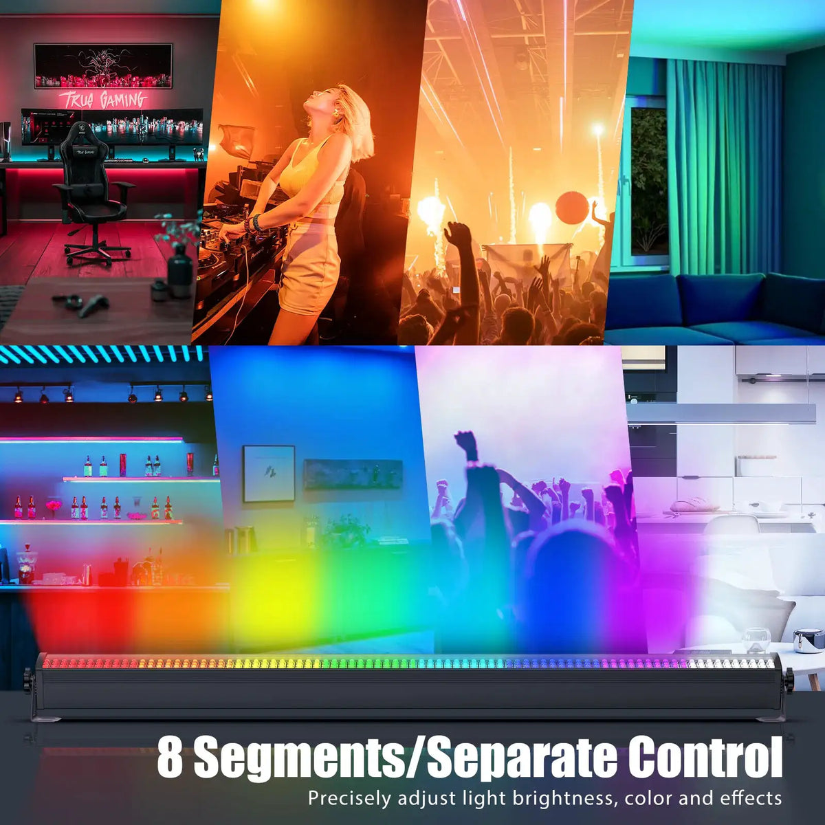 U'King 2PCS 252 LED RGB Wall Wash Light DMX512 Bar Stage Light Indoor Colorful Washer Wall Light Effect for DJ Concert Wedding
