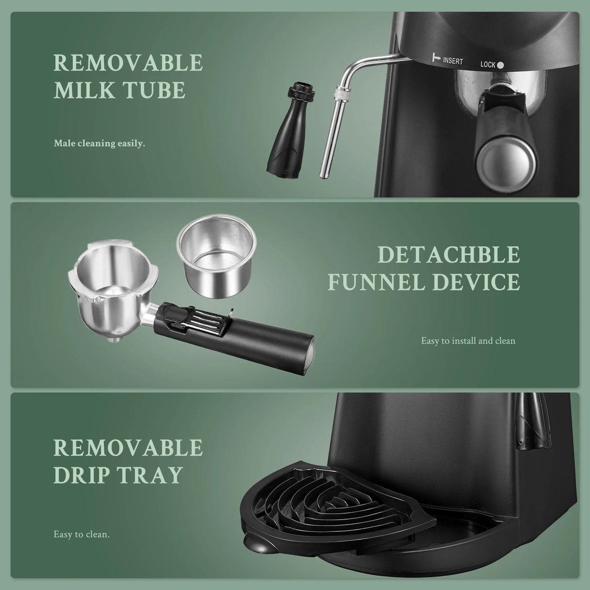 Espresso Coffee Maker, Compact Espresso Machine with Milk Frother — product view 6