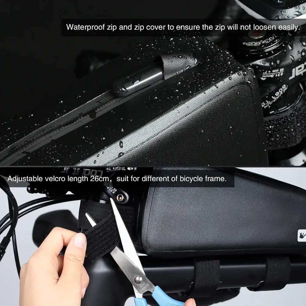 Rhinowalk Bike Top Tube Bag Waterproof Front Tube Frame Bag 1.2 L Large Capacity For MTB Road Bicycle Cycling Handlebar Bag
