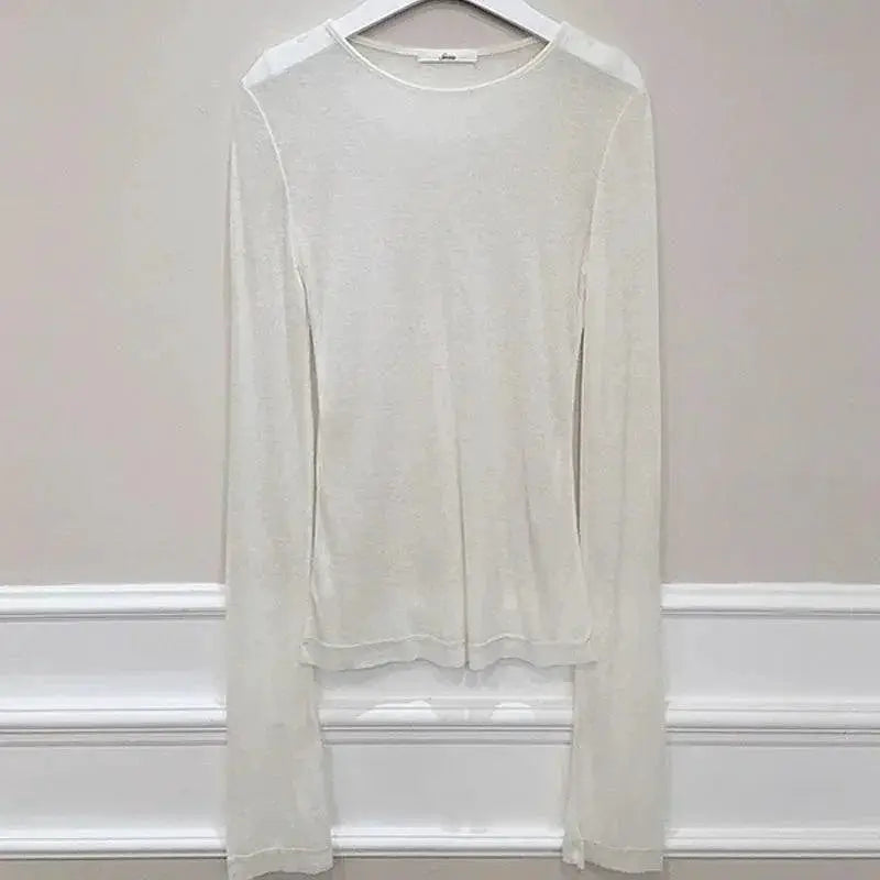 Korean Style Elegant Long Sleeve Womens T Shirt Chic Comfort