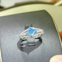 Princess Cut Blue Moissanite Ring