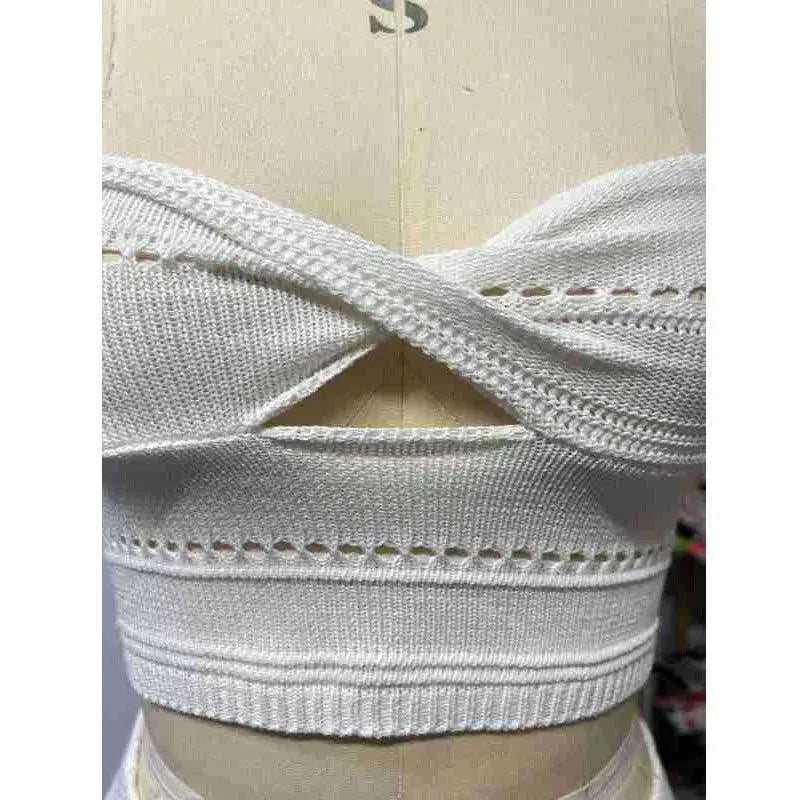 Summer Beach Chic Backless Two Piece Set Crop Top Skirt