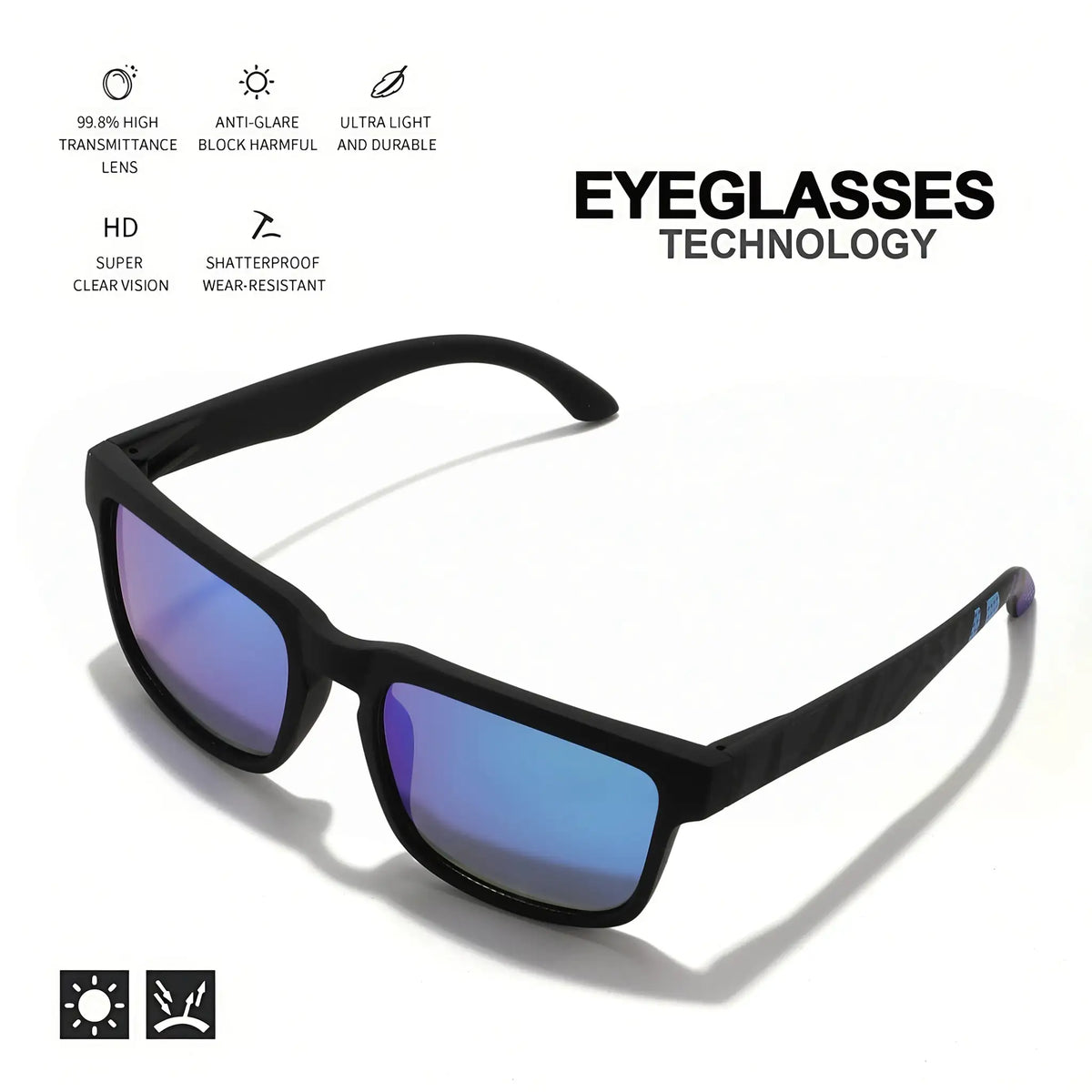 4PCS Square Sports Sunglasses with Designer Temple Pattern - UV400 for Men Women, Beach Vacation