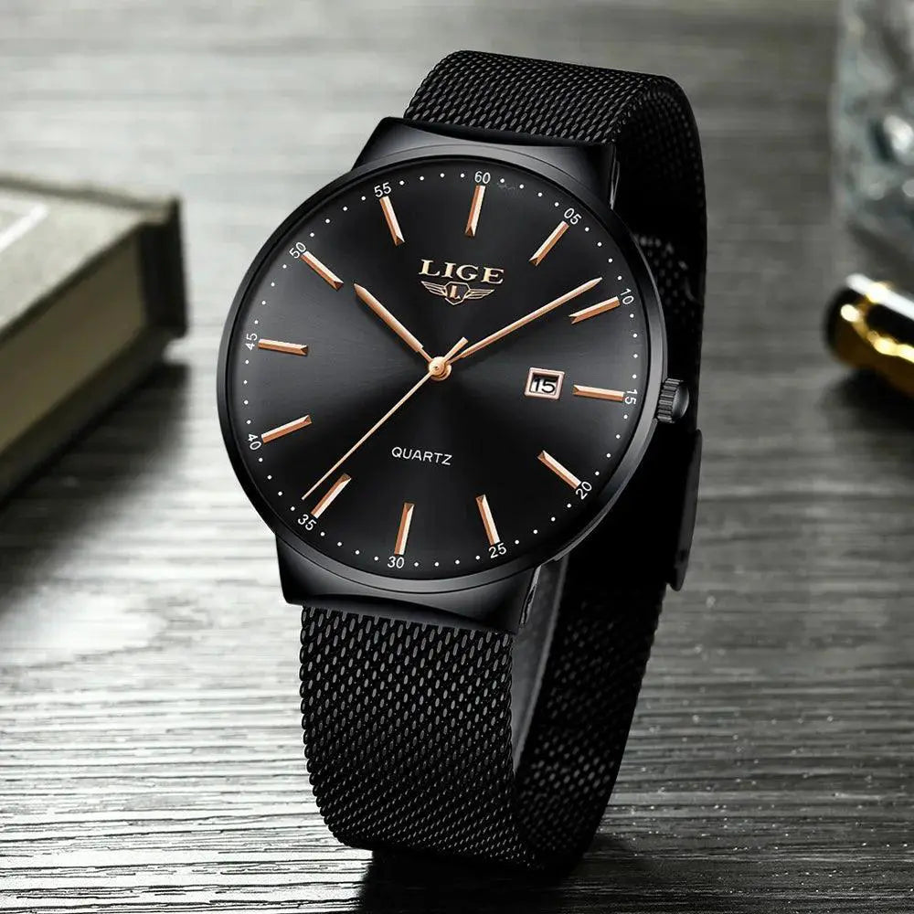Lige Ultra Thin Mens Fashion Watch Quartz Elegant Design