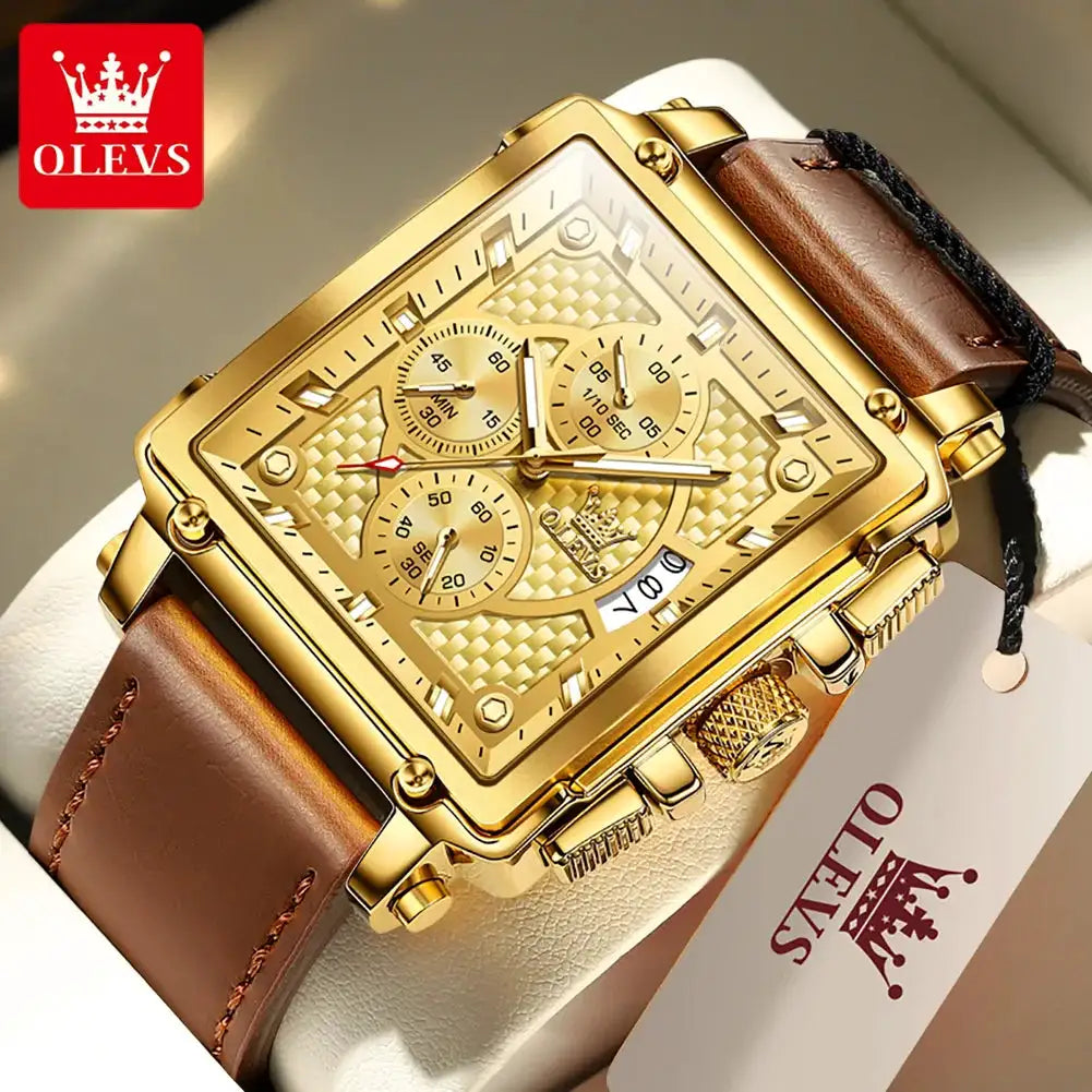 Olevs Square Leather Watch For Men — product image 10